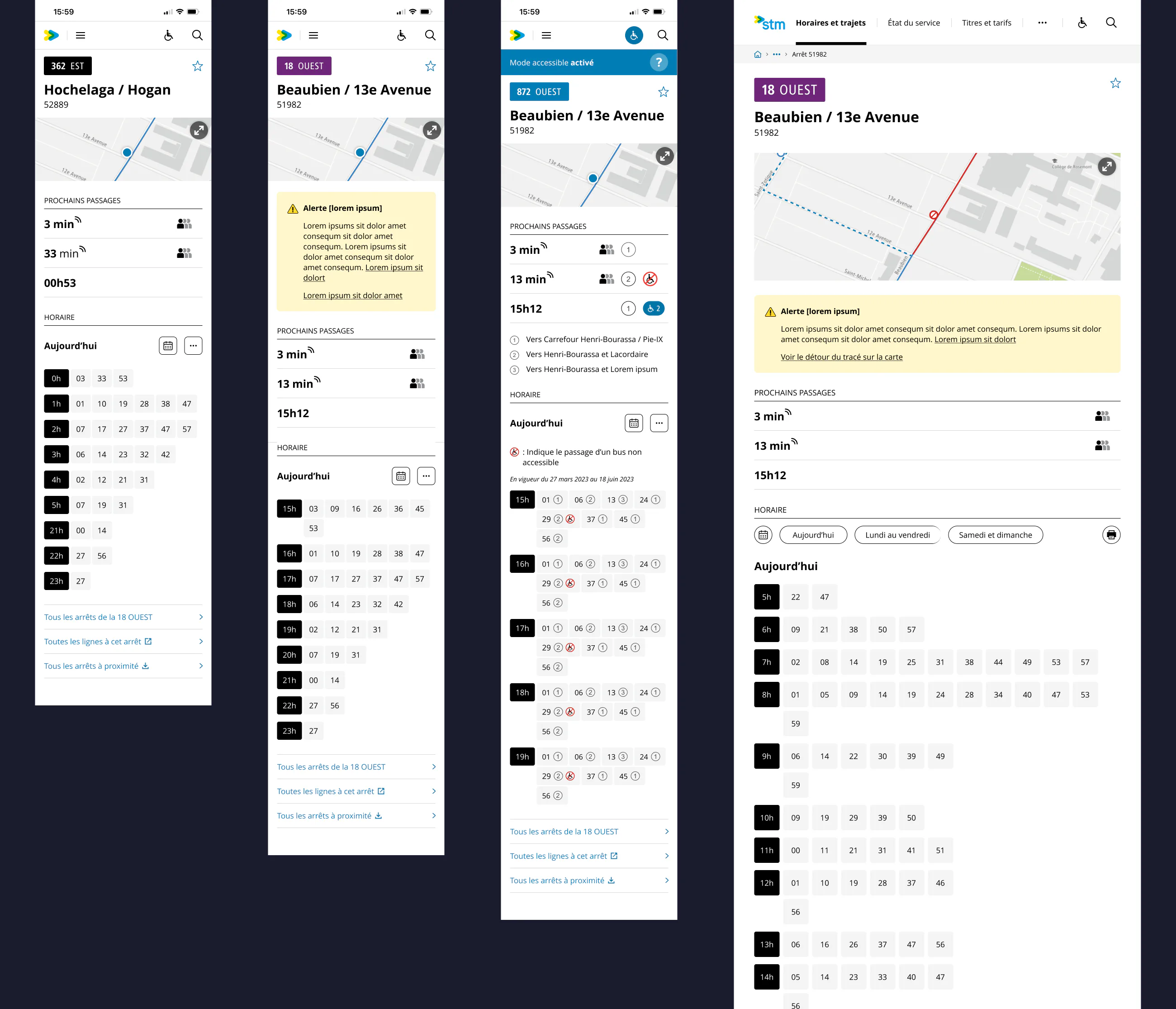 Bus stop: use cases across screen sizes