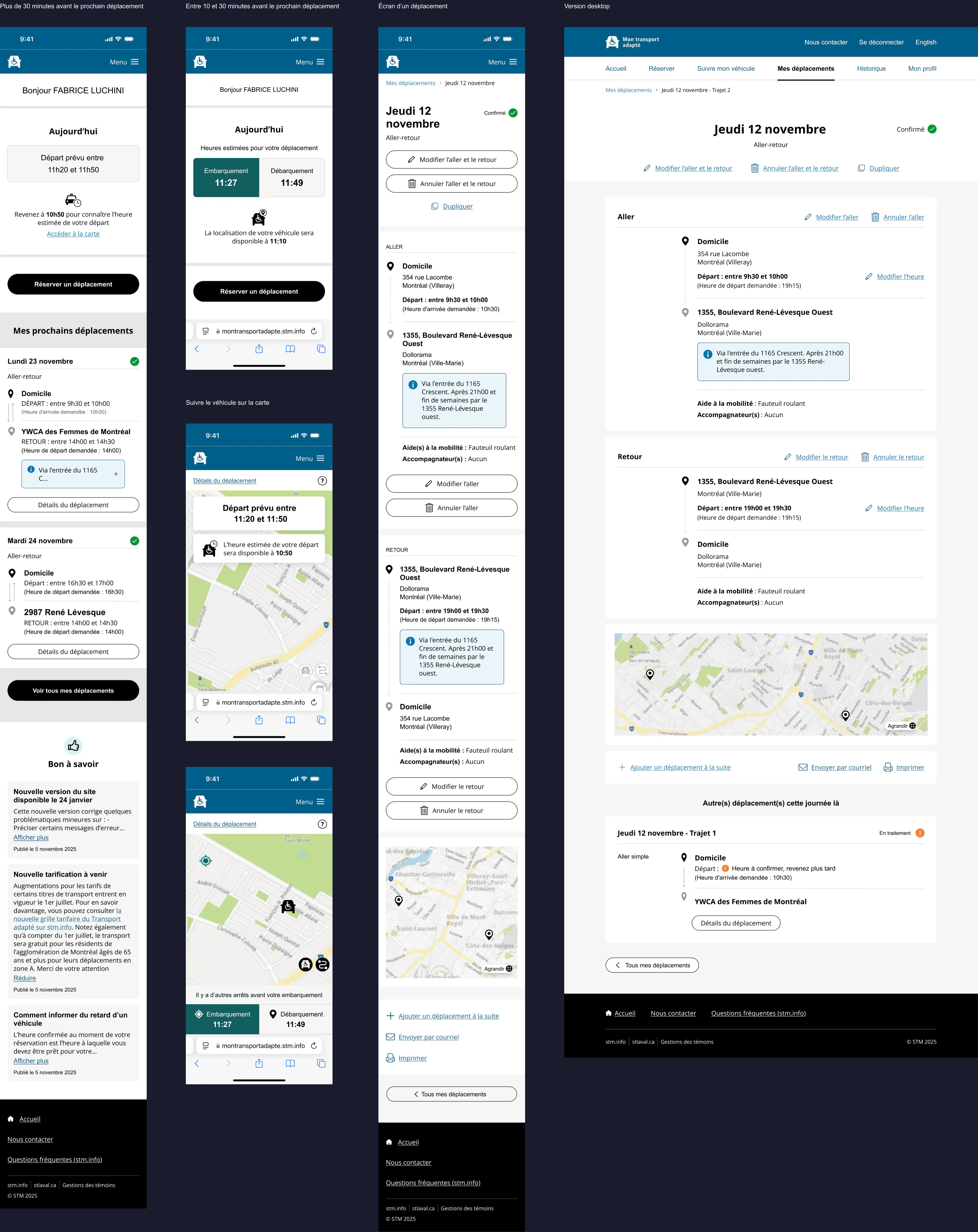 Home with live pickup time, vehicle tracking and reservation details