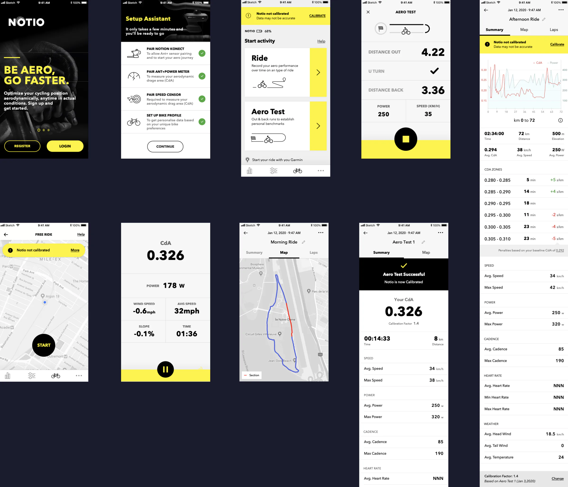 Notio: native iOS app, sample screens