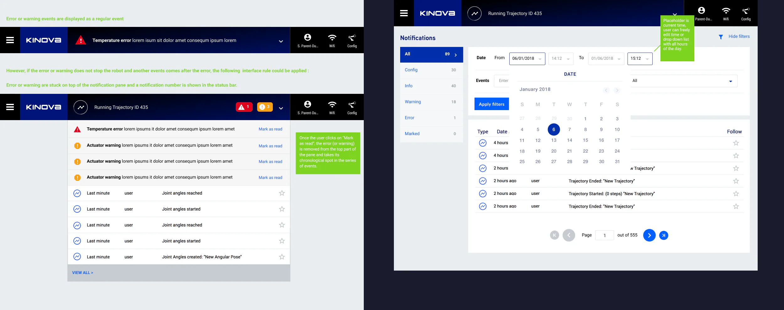 Detailed design: Notification center